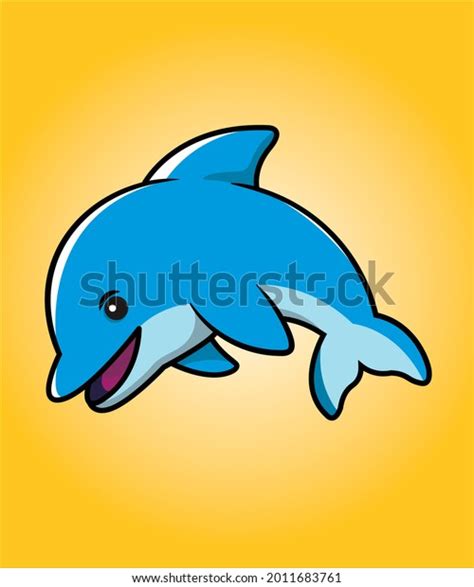 Little Cute Dolphin Illustration Blue Dolphin Stock Vector Royalty