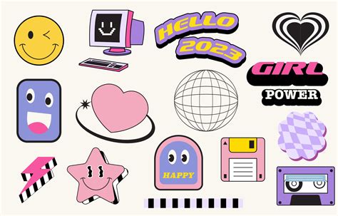 90s Object Design In Pop And Y2k Style With Emoji Startape 21629451