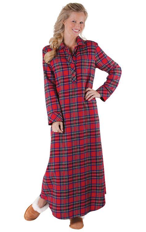 Stewart Plaid Flannel Nighty In Womens Nighties And Gowns Pajamas For