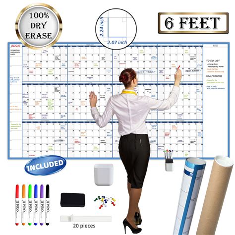 Buy Large Dry Erase Wall 38 X 72 Undated Blank 2024 Reusable