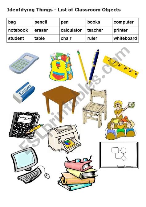 Identify Simple Classroom Objects Esl Worksheet By Bigland