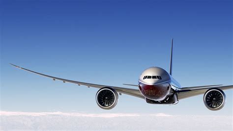 Front On View Of 777 9x In Flight Boeing Airplane Photos Aircraft