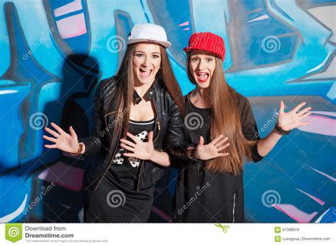 Twins Sisters Having Fun Together Stock Photo Image Of