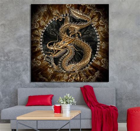 Dragon Canvas Dragon Wall Decor Mythical Dragon Print Etsy Dragon