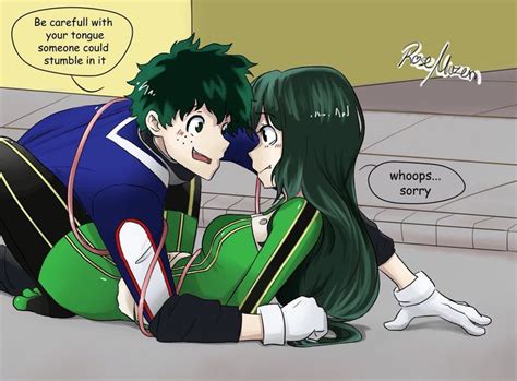 Tsuyu And Izuku By Rosemuzen On Deviantart Hero Poster My Hero Academia Episodes My Hero