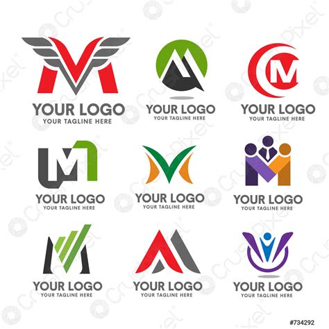 Creative Letter M Logo Set Stock Vector Crushpixel