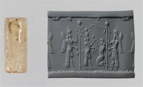 Cylinder Seal With Cultic Scene Assyrian Neo Assyrian The