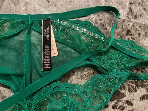 nwt victoria s secret xl green satin smooth lace cutout strappy cheeky panties ebay