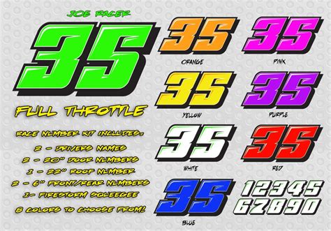 The Full Throttle Race Car Number Decal Kit Racing