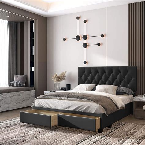A bed is one of the most important purchases a homeowner can make for their home. sophisticated upholstered storage platform bed with two ...
