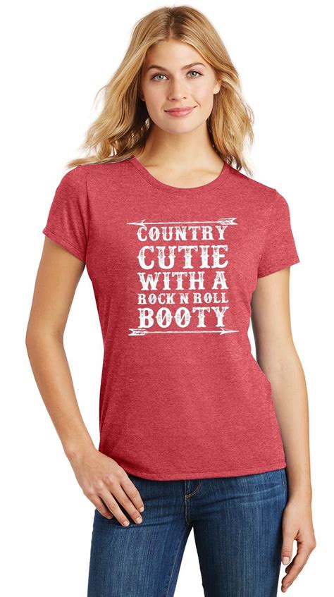 Ladies Country Cutie With Rock N Roll Booty Cute Graphic Tee Western Southern Ebay