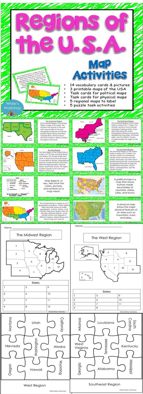 Students Will Learn About The Us Regions Through Vocabulary Cards Task