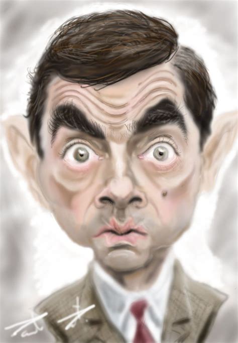 Rowan Atkinson Mr Bean Caricature Portrait Fictional Characters