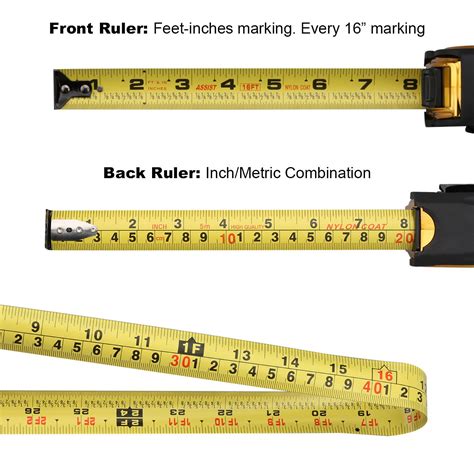 assist 25ft 7 5m tape measure inches and metric measurement double sided ebay