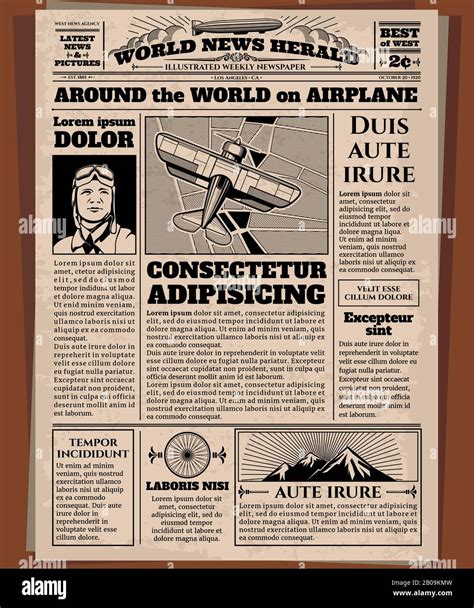 Old Newspaper Vintage Newsprint Vector Template Retro Newspaper With
