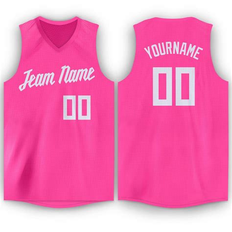 Custom Pink White V Neck Basketball Jersey Choose Your Own Custom