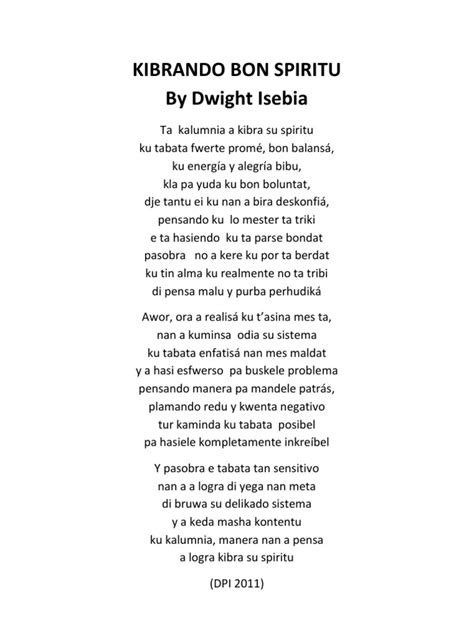 Kibrando Bon Spiritu By Dwight Isebia A Papiamentu Poem On Breaking