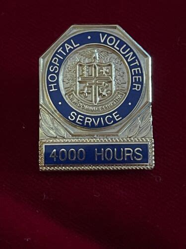 Hospital Volunteer Service 4000 Hour Gold Blue Enamel Award Tie Lapel