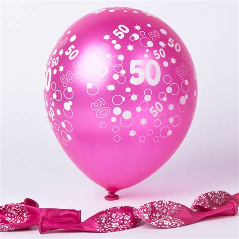 Buy Metallic Pink Circles 50th Birthday Helium Latex Balloons Pack Of
