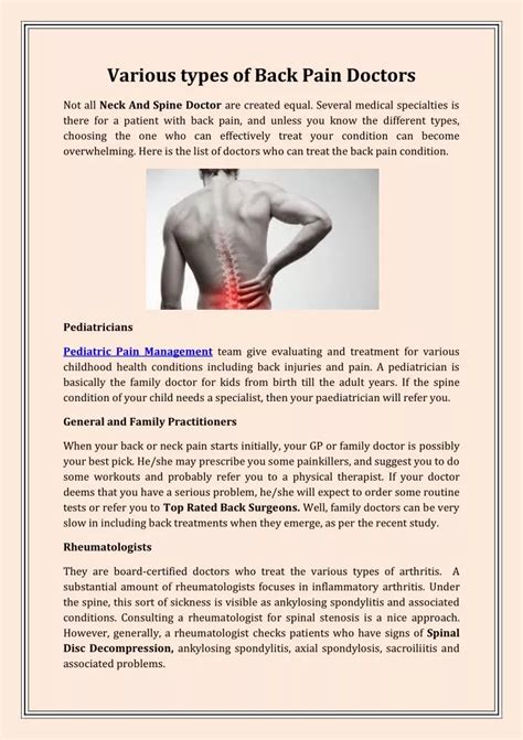 Ppt Various Types Of Back Pain Doctors Powerpoint Presentation Free