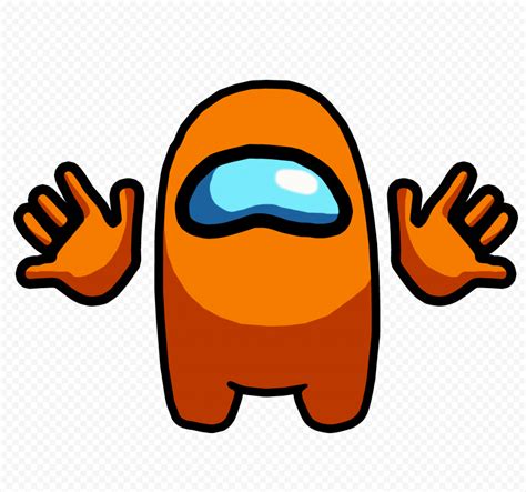 Hd Orange Among Us Crewmate Character Front View With Hands Png Citypng