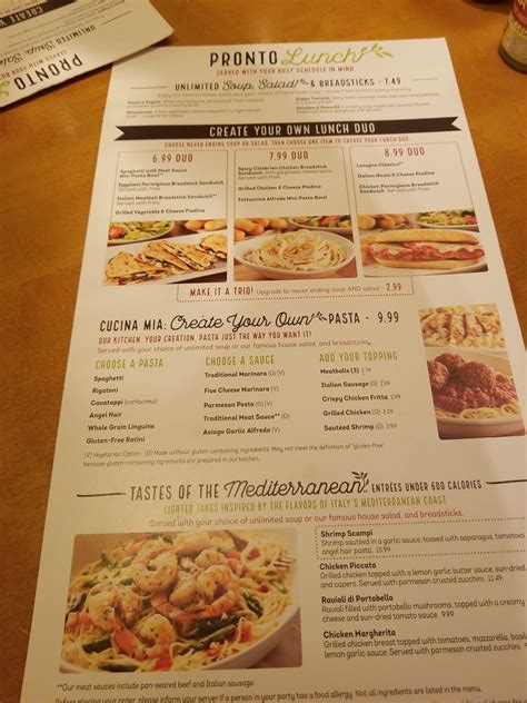 Olive Garden Italian Restaurant Menu Prattville AL 36066 Menu Cuisine