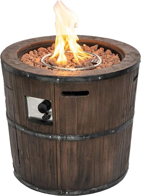 Outdoor Wine Barrel Gas Fire Pit Round Propane Firepit For
