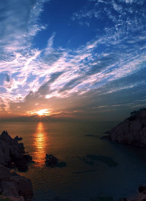 Download Wallpaper 840x1160 Beautiful Sunrise Blue Sky View Coast