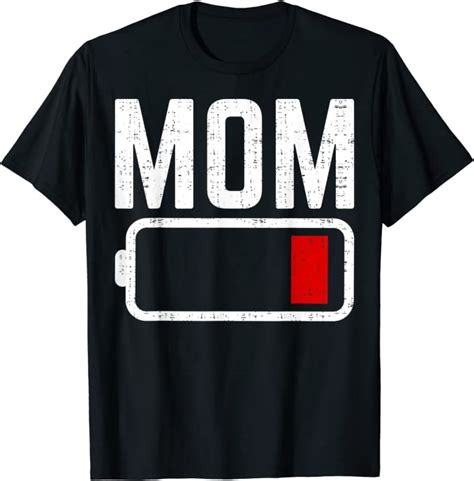 Vintage Mom Low Battery Graphic Parenting Funny Mothers Day T Shirt In
