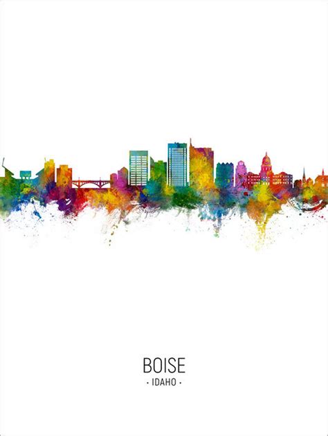 Boise Skyline Boise Idaho Cityscape Art Print Poster Portrait Etsy