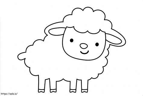Cute Smiling Sheep Coloring Page