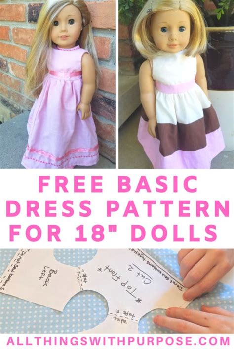 free basic dress pattern for american girl and 18 dolls doll clothes patterns free american