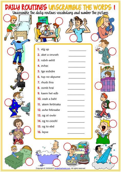 Solution Daily Routines Vocabulary Esl Unscramble The Words Worksheets