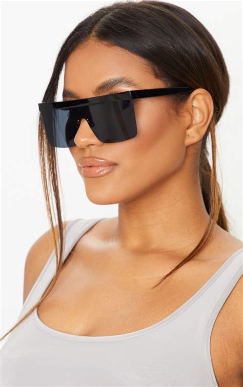 Black Chunky Frameless Sunglasses Prettylittlething