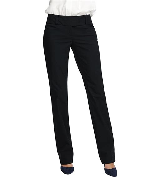 Womens Straight Pants For Work Casual Wear Stretch Black Black