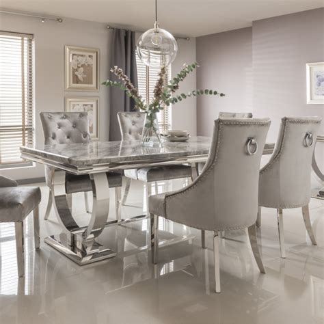 Get free shipping on qualified gray dining room sets or buy online pick up in store today in the furniture department. Arianna Rectangle Marble Dining Table 200cm - Grey (With ...