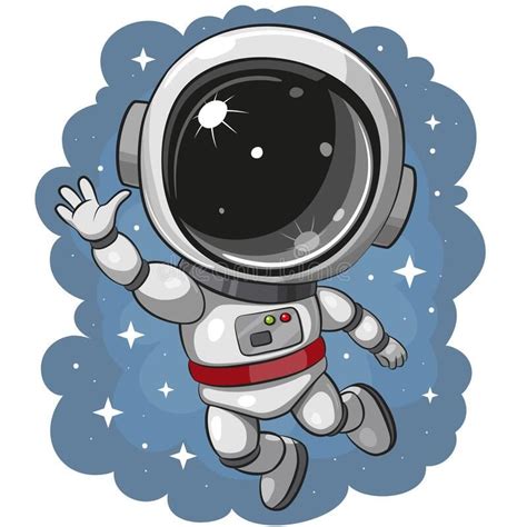 Cartoon Astronaut Flying On A Space Background Cute Cartoon Astronaut