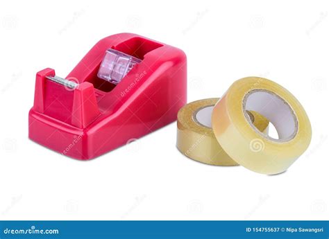 Office Stationary Scotch Tape Dispenser Isolate On White Stock Image