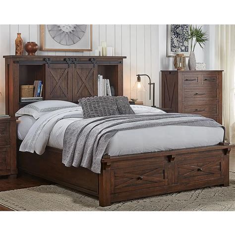 Aamerica Sun Valley Suvrt5131 King Bookcase Bed With Footboard Storage