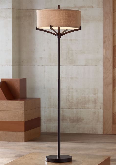 Franklin Iron Works Mid Century Modern Floor Lamp 62 Tall Deep Bronze