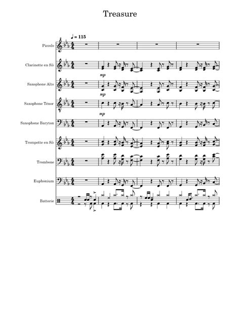 Treasure Bruno Mars Sheet Music For Trumpet In B Flat Trombone