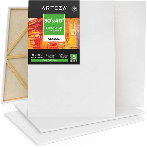 Arteza Stretched Canvas Value Pack Classic 30 X 40 Blank Canvas