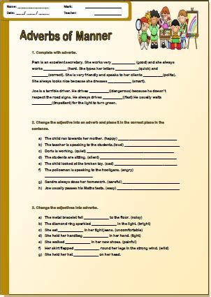 Adverb worksheets for second grade. Adverbs of Manner Pre-Intermediate Worksheet