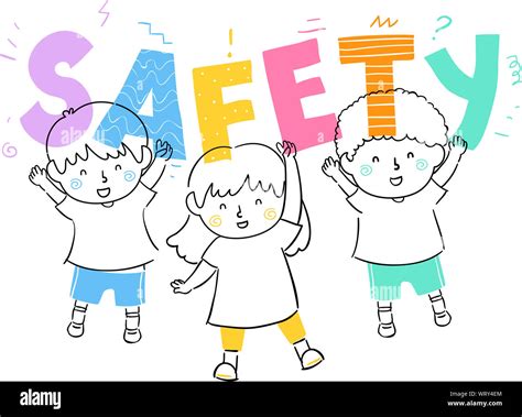 Illustration Of Kids With Safety Lettering Stock Photo Alamy