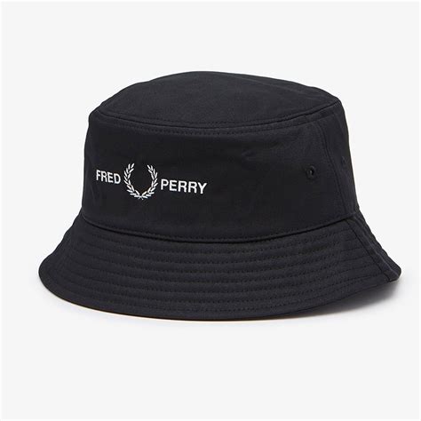 Fred Perry Authentic Graphic Bucket Hat Black Hw7641 102