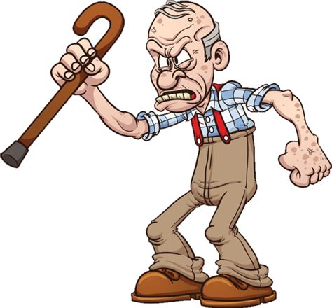 Old Angry Man With Cane Png Official Psds