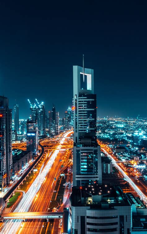 Download 840x1336 Wallpaper Dubai City Buildings Cityscape Night