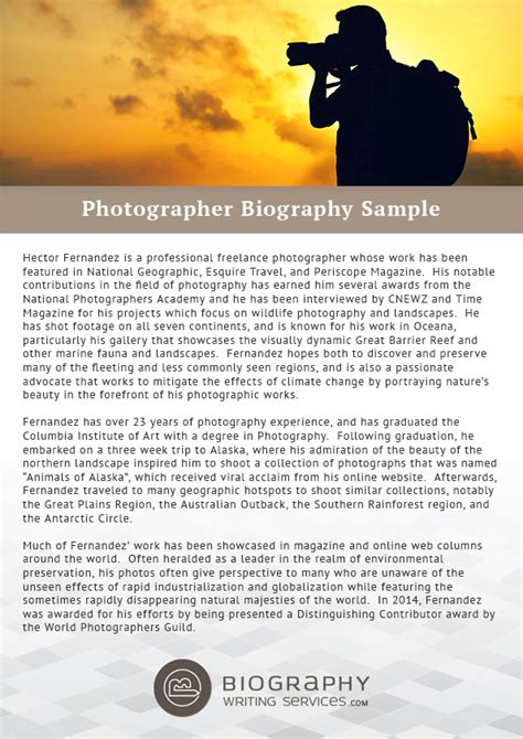 Photographer Biography Sample By Bestbiographysamples On Deviantart