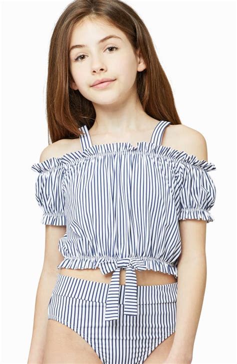 Habitual Girl Kids Off The Shoulder Two Piece Swimsuit In Stripe