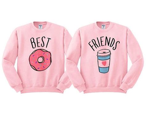 Best Friends Donut And Coffee Duo Crewneck Sweater Shirt For Best